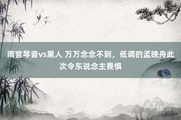 雨宫琴音vs黑人 万万念念不到，低调的孟晚舟此次令东说念主畏惧