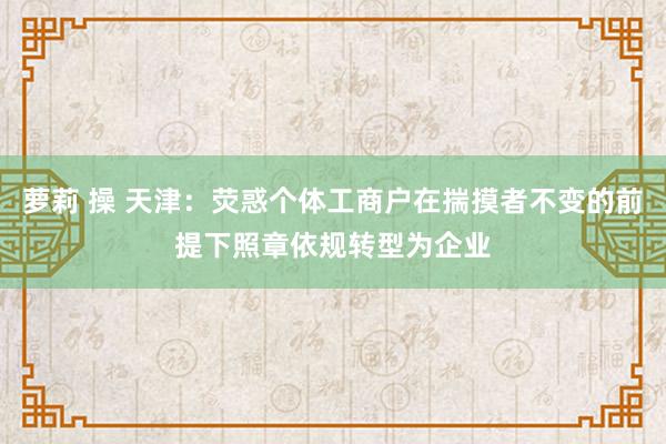 萝莉 操 天津：荧惑个体工商户在揣摸者不变的前提下照章依规转型为企业