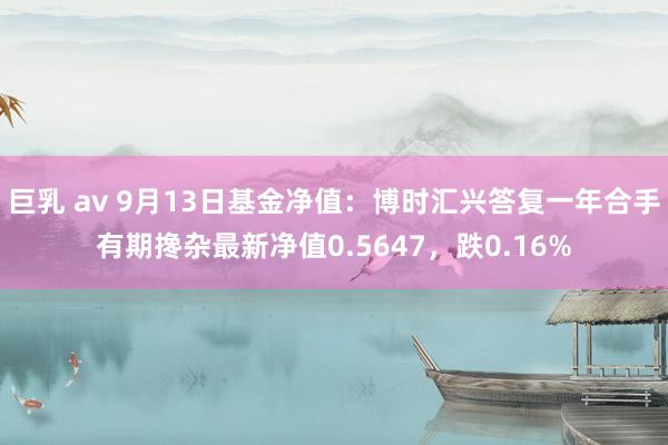 巨乳 av 9月13日基金净值：博时汇兴答复一年合手有期搀杂最新净值0.5647，跌0.16%