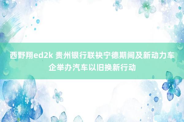 西野翔ed2k 贵州银行联袂宁德期间及新动力车企举办汽车以旧换新行动