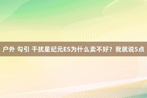 户外 勾引 干扰星纪元ES为什么卖不好？我就说5点