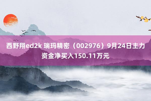 西野翔ed2k 瑞玛精密（002976）9月24日主力资金净买入150.11万元