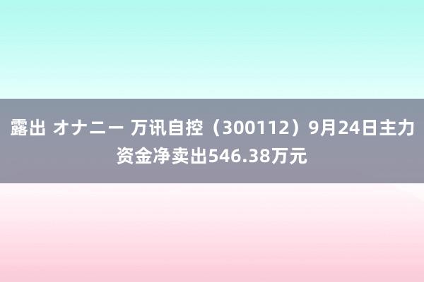 露出 オナニー 万讯自控（300112）9月24日主力资金净卖出546.38万元