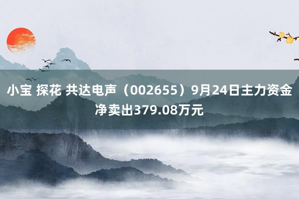 小宝 探花 共达电声（002655）9月24日主力资金净卖出379.08万元