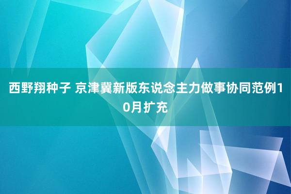 西野翔种子 京津冀新版东说念主力做事协同范例10月扩充