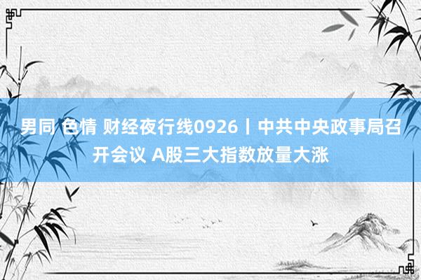 男同 色情 财经夜行线0926丨中共中央政事局召开会议 A股三大指数放量大涨