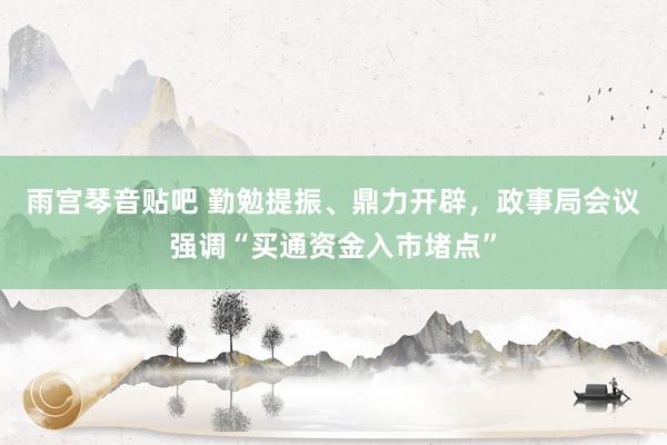 雨宫琴音贴吧 勤勉提振、鼎力开辟，政事局会议强调“买通资金入市堵点”