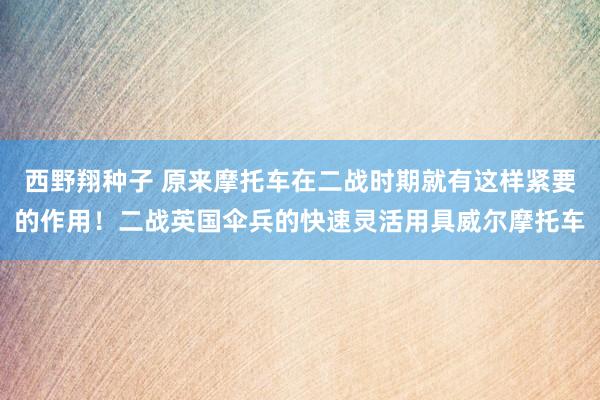 西野翔种子 原来摩托车在二战时期就有这样紧要的作用！二战英国伞兵的快速灵活用具威尔摩托车