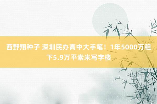 西野翔种子 深圳民办高中大手笔！1年5000万租下5.9万平素米写字楼