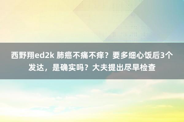 西野翔ed2k 肺癌不痛不痒？要多细心饭后3个发达，是确实吗？大夫提出尽早检查