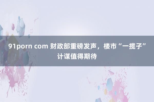 91porn com 财政部重磅发声，楼市“一揽子”计谋值得期待