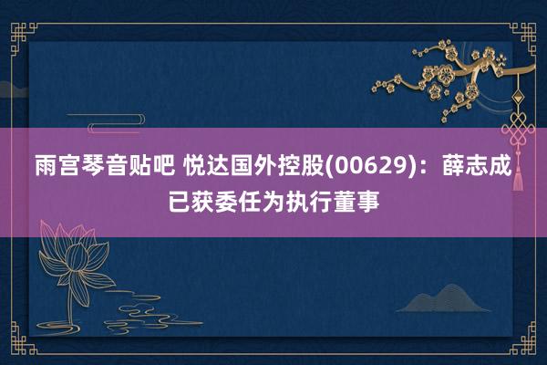 雨宫琴音贴吧 悦达国外控股(00629)：薛志成已获委任为执行董事