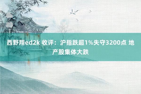 西野翔ed2k 收评：沪指跌超1%失守3200点 地产股集体大跌