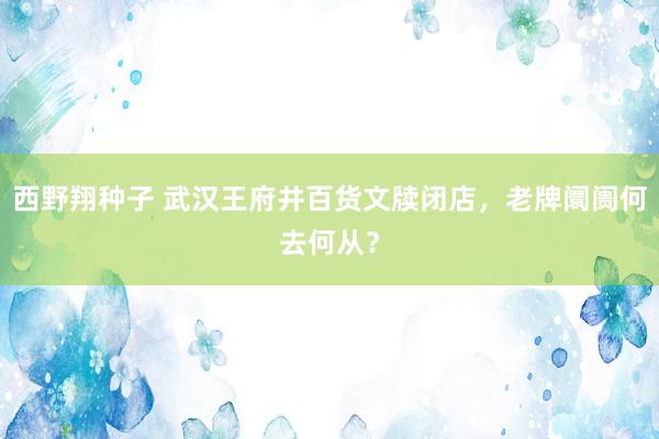 西野翔种子 武汉王府井百货文牍闭店，老牌阛阓何去何从？