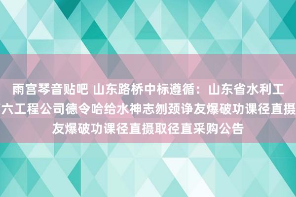 雨宫琴音贴吧 山东路桥中标遵循：山东省水利工程局有限公司第六工程公司德令哈给水神志刎颈诤友爆破功课径直摄取径直采购公告