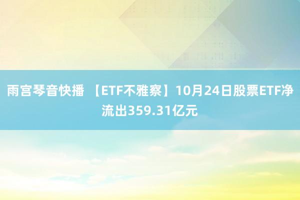 雨宫琴音快播 【ETF不雅察】10月24日股票ETF净流出359.31亿元