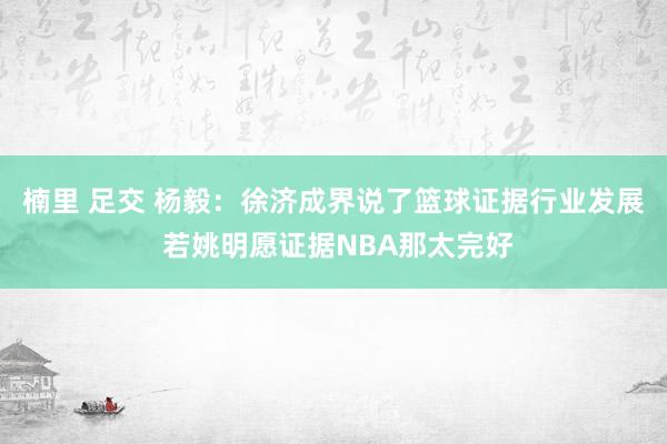 楠里 足交 杨毅：徐济成界说了篮球证据行业发展 若姚明愿证据NBA那太完好