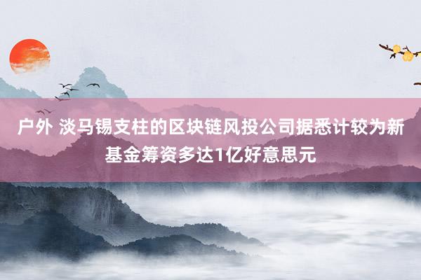 户外 淡马锡支柱的区块链风投公司据悉计较为新基金筹资多达1亿好意思元