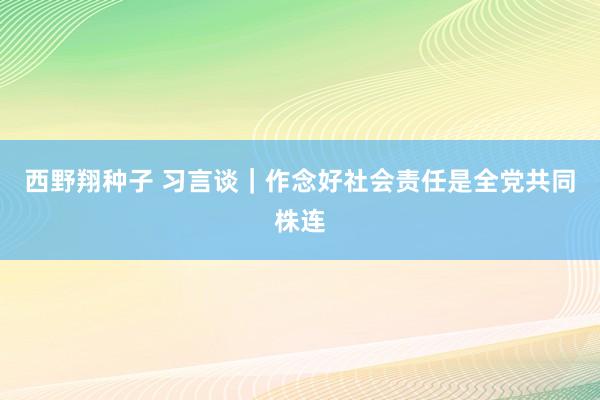 西野翔种子 习言谈｜作念好社会责任是全党共同株连