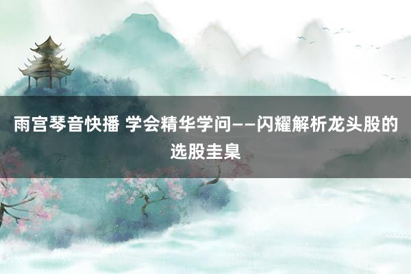 雨宫琴音快播 学会精华学问——闪耀解析龙头股的选股圭臬