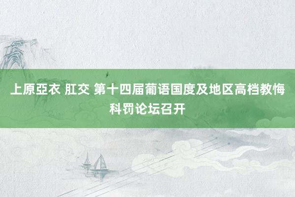 上原亞衣 肛交 第十四届葡语国度及地区高档教悔科罚论坛召开