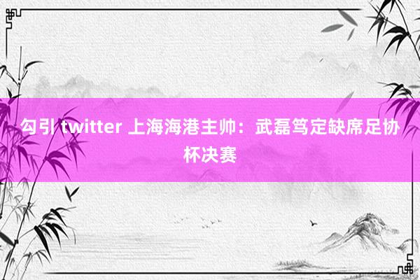 勾引 twitter 上海海港主帅：武磊笃定缺席足协杯决赛