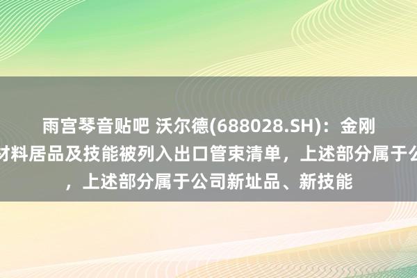 雨宫琴音贴吧 沃尔德(688028.SH)：金刚石窗口材料等超硬材料居品及技能被列入出口管束清单，上述部分属于公司新址品、新技能