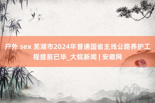 户外 sex 芜湖市2024年普通国省主线公路养护工程提前已毕_大皖新闻 | 安徽网