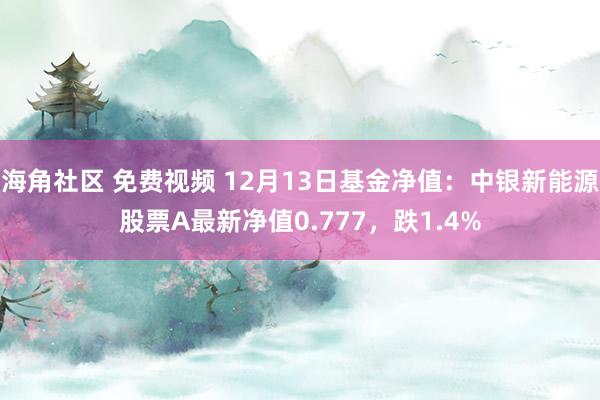 海角社区 免费视频 12月13日基金净值：中银新能源股票A最新净值0.777，跌1.4%