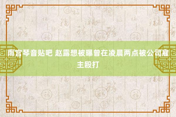 雨宫琴音贴吧 赵露想被曝曾在凌晨两点被公司雇主殴打