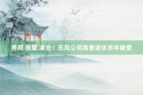 男同 按摩 凄沧！东风公司高管退休多年被查