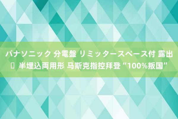 パナソニック 分電盤 リミッタースペース付 露出・半埋込両用形 马斯克指控拜登“100%叛国”