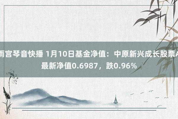 雨宫琴音快播 1月10日基金净值：中原新兴成长股票A最新净值0.6987，跌0.96%