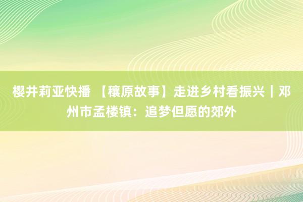 樱井莉亚快播 【穰原故事】走进乡村看振兴｜邓州市孟楼镇：追梦但愿的郊外