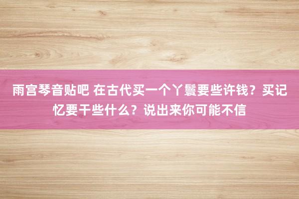 雨宫琴音贴吧 在古代买一个丫鬟要些许钱？买记忆要干些什么？说出来你可能不信